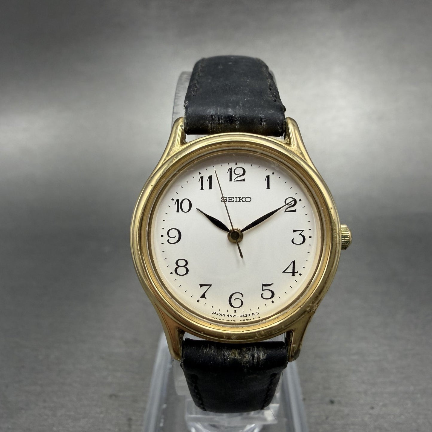 Seiko Watch Women 24mm Silver Dial Gold Tone Round 4N21-0230 New Battery0