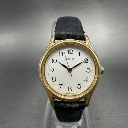 Seiko Watch Women 24mm Silver Dial Gold Tone Round 4N21-0230 New Battery0