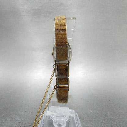 Seiko Tank Watch Women 17mm Brown Dial Gold Tone Rectangle 54205019 New Battery7