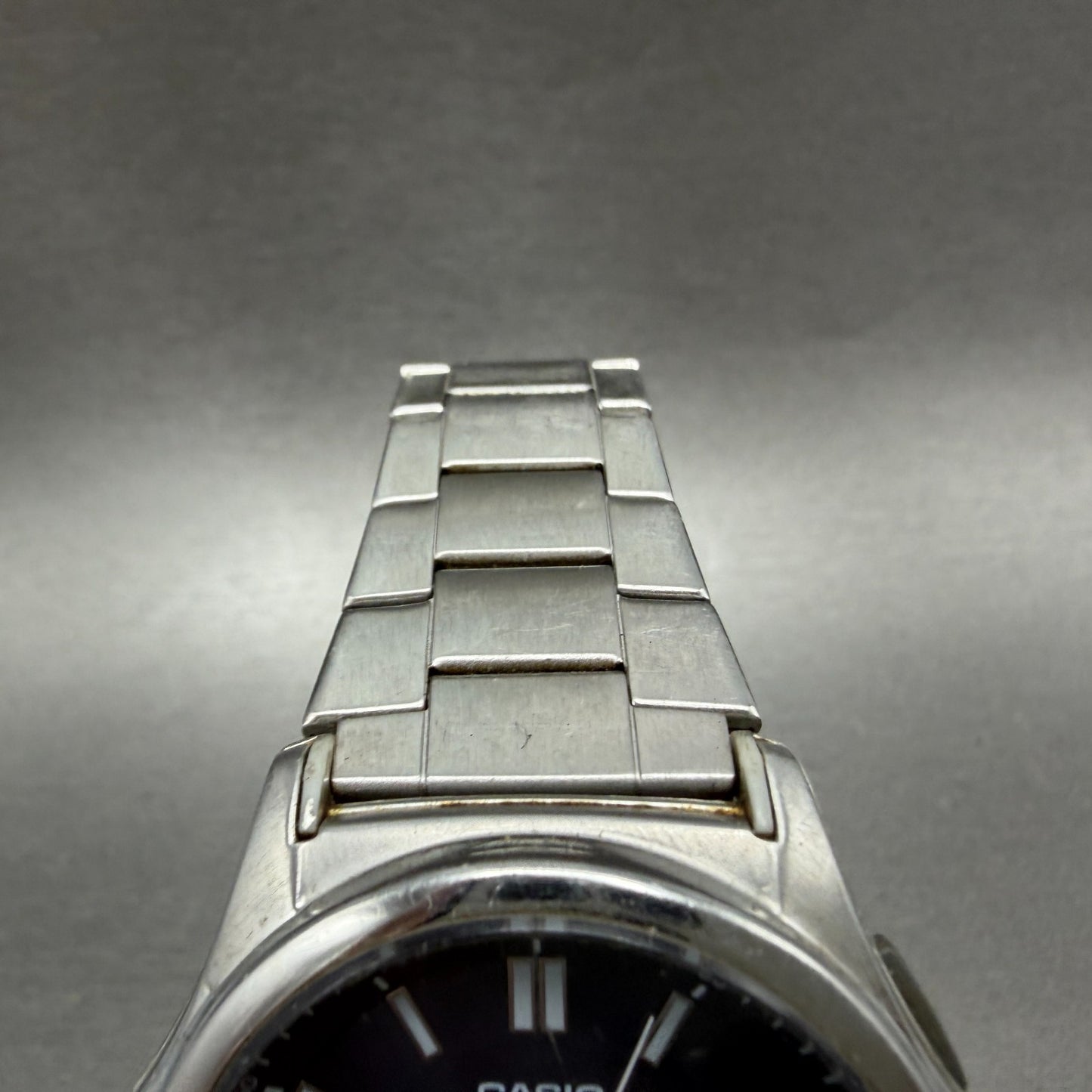 Casio Wave Ceptor Watch Men 42mm Blue Dial Steel Solar Analog Digital Works KLPT4