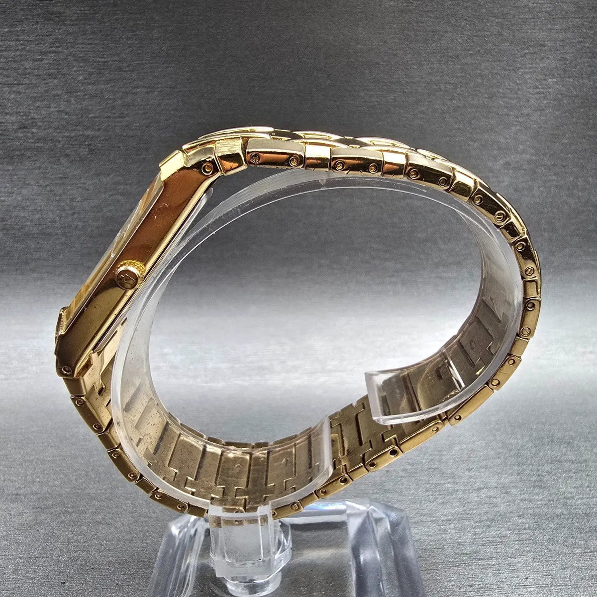 Bulova Watch Men 25mm Champagne Dial Gold Tone Rectangle 97F54 New Battery6