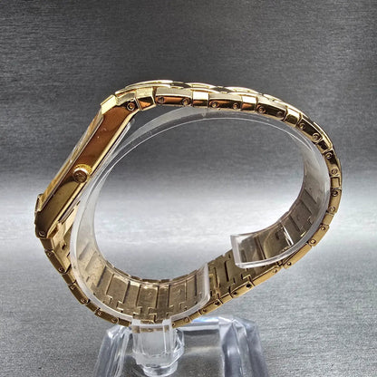 Bulova Watch Men 25mm Champagne Dial Gold Tone Rectangle 97F54 New Battery6