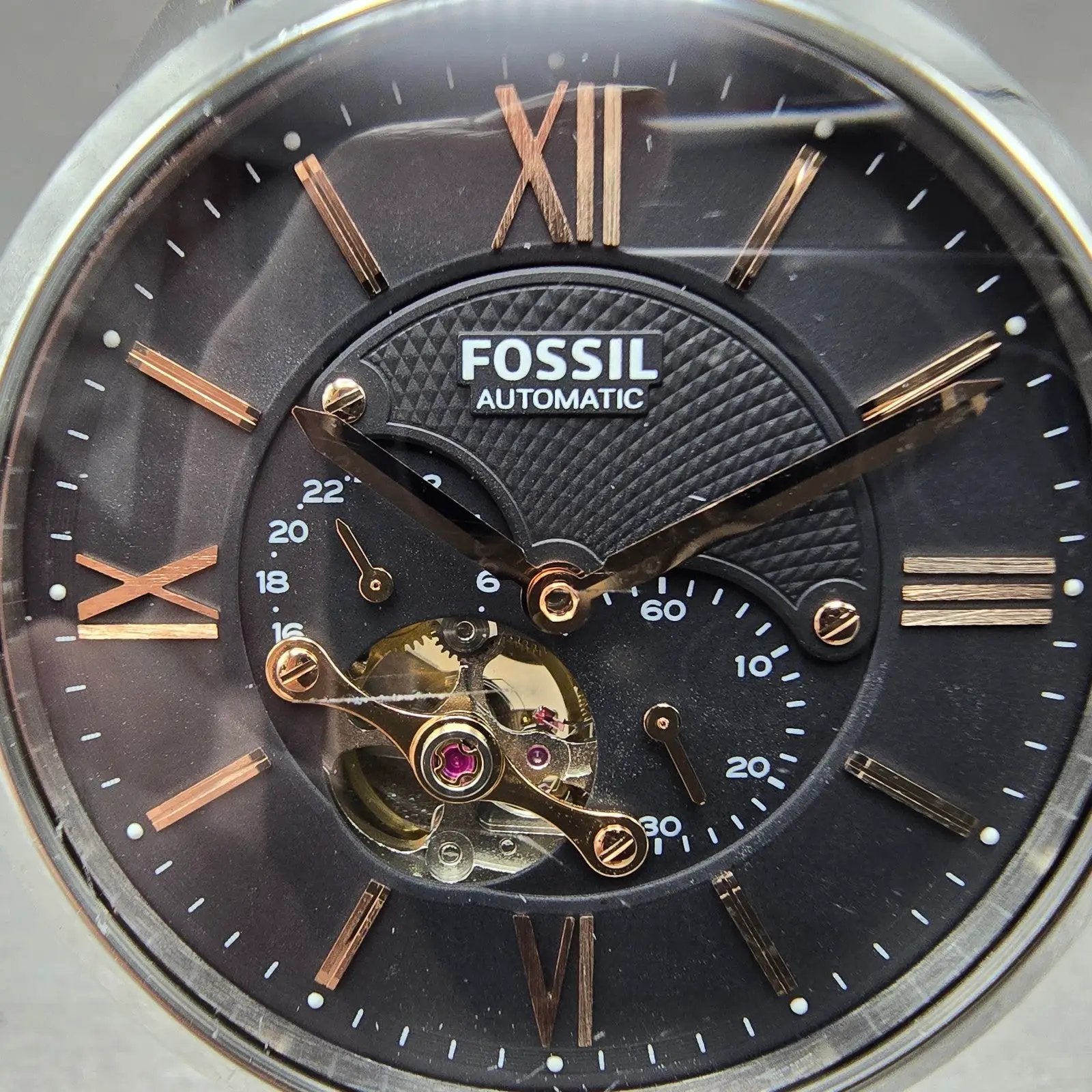 Fossil Townsman Automatic Watch Men 44mm Gray Dial Steel 112210 Round Runs1