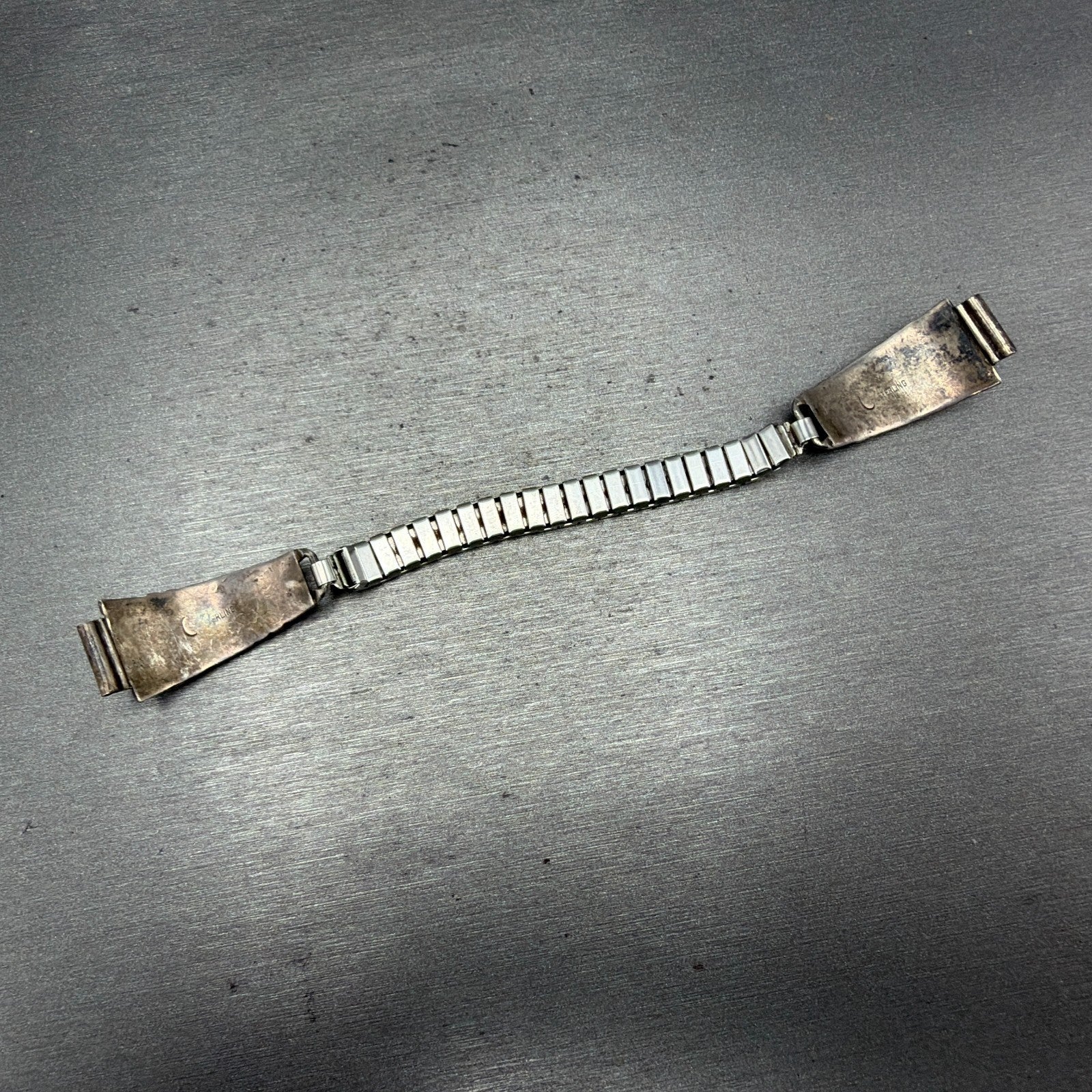 Navjo Sterling Silver Watch Band Tips Black Stones Inserts 10mm Vintage Ladies5