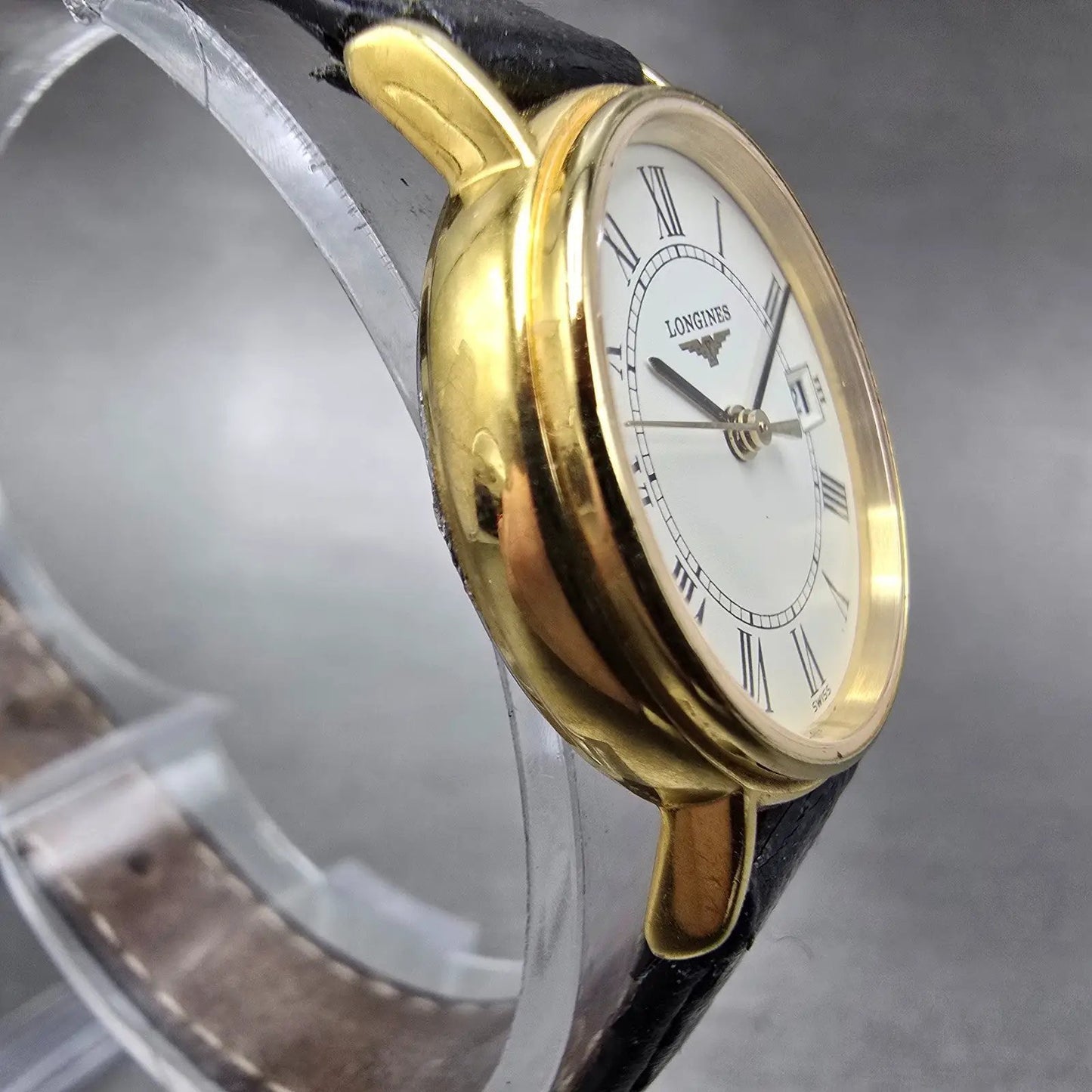 Longines Watch Women 23mm White Dial Gold Tone Date Round L4.220.2 New Battery3