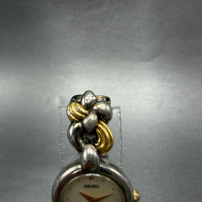 Seiko Watch Women 18mm White Dial Two Tone Round Y150-0M69 New Battery Vintage4
