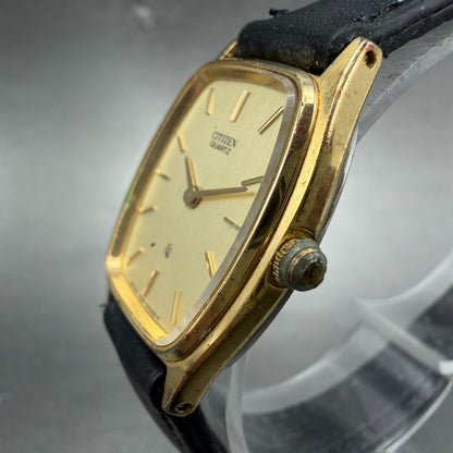 Citizen CQ Tank Watch Women 22mm Champagne Dial Gold Tone Rectangle New Battery2