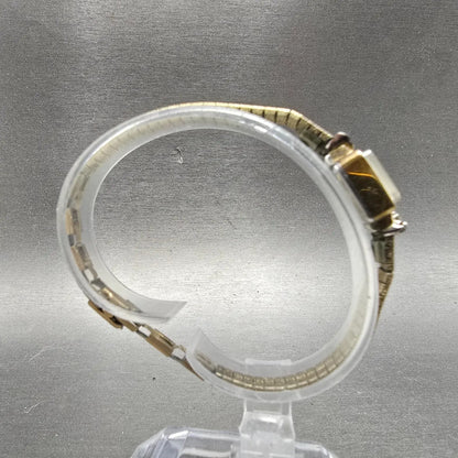 Hamilton Watch Women 15mm White Dial Gold Plated Diamonds Oval New Battery VTG8