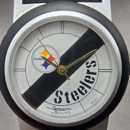 Bulova Steelers Watch Unisex 31mm White Dial Silver Tone Round 2FC22 New Battery1