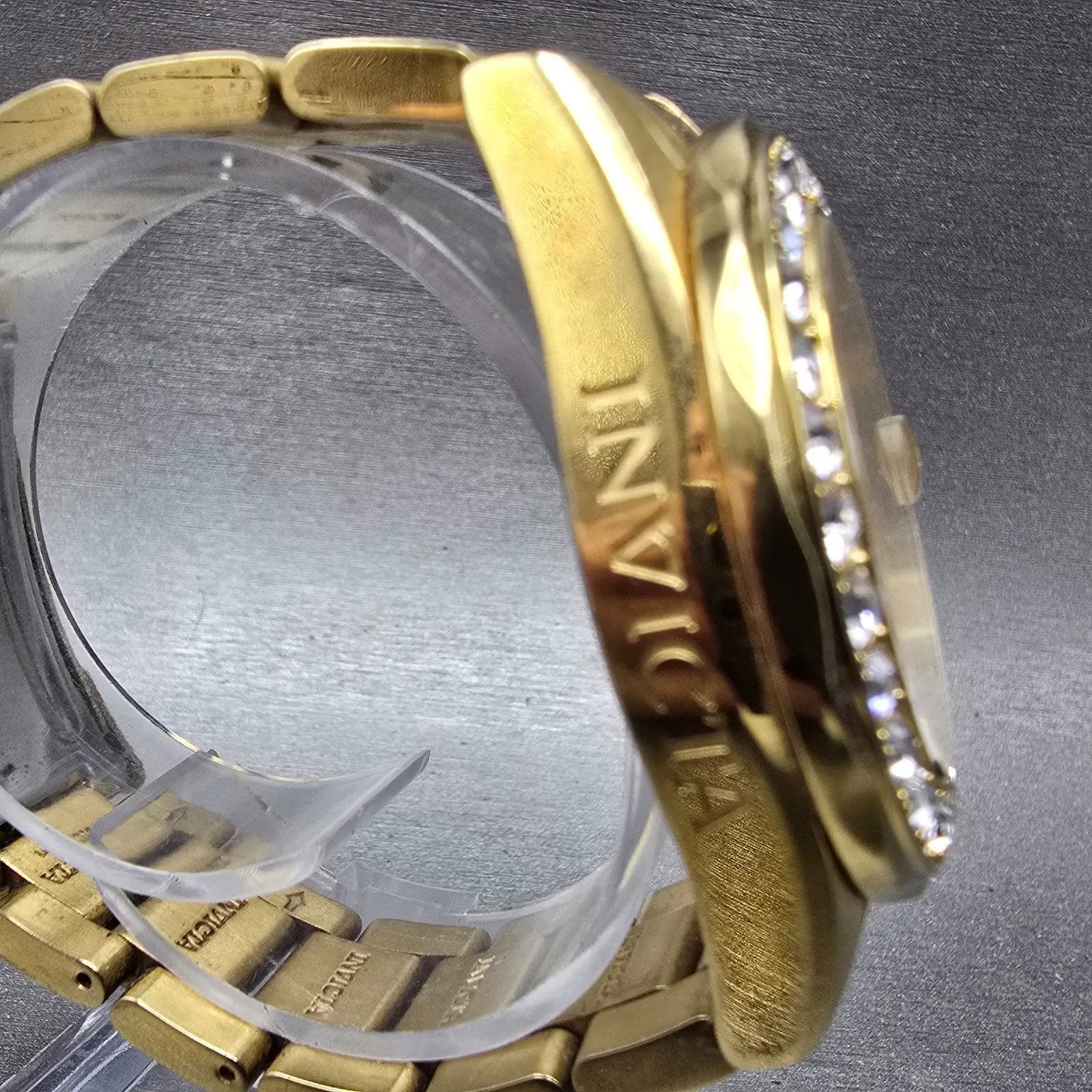 Invicta Watch Women 39mm Champagne Dial Gold Tone Date Round 15252 New Battery3