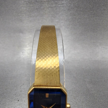 Seiko Lassle Tank Watch Women 16mm Blue Dial Gold Tone 4n005409 PARTS5