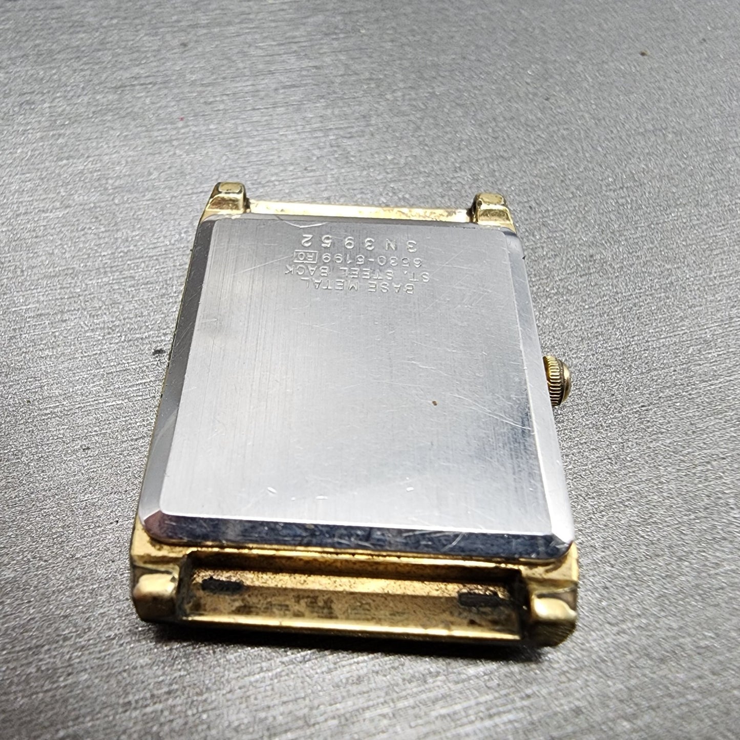 Seiko Tank Watch Men 25mm Gold Dial Gold Tone Rectangle 6530-5199 PARTS