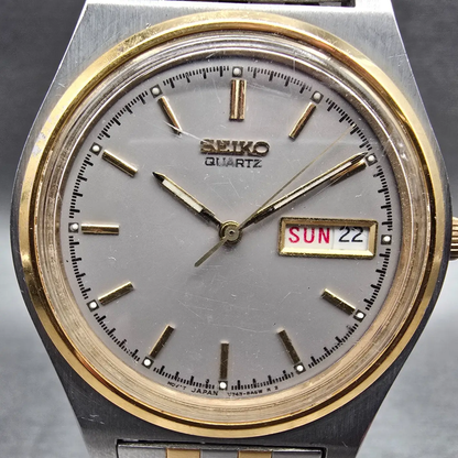 Seiko Watch Men 37mm Silver Dial Silver Tone Daydate Round V743-8A20 New Battery1