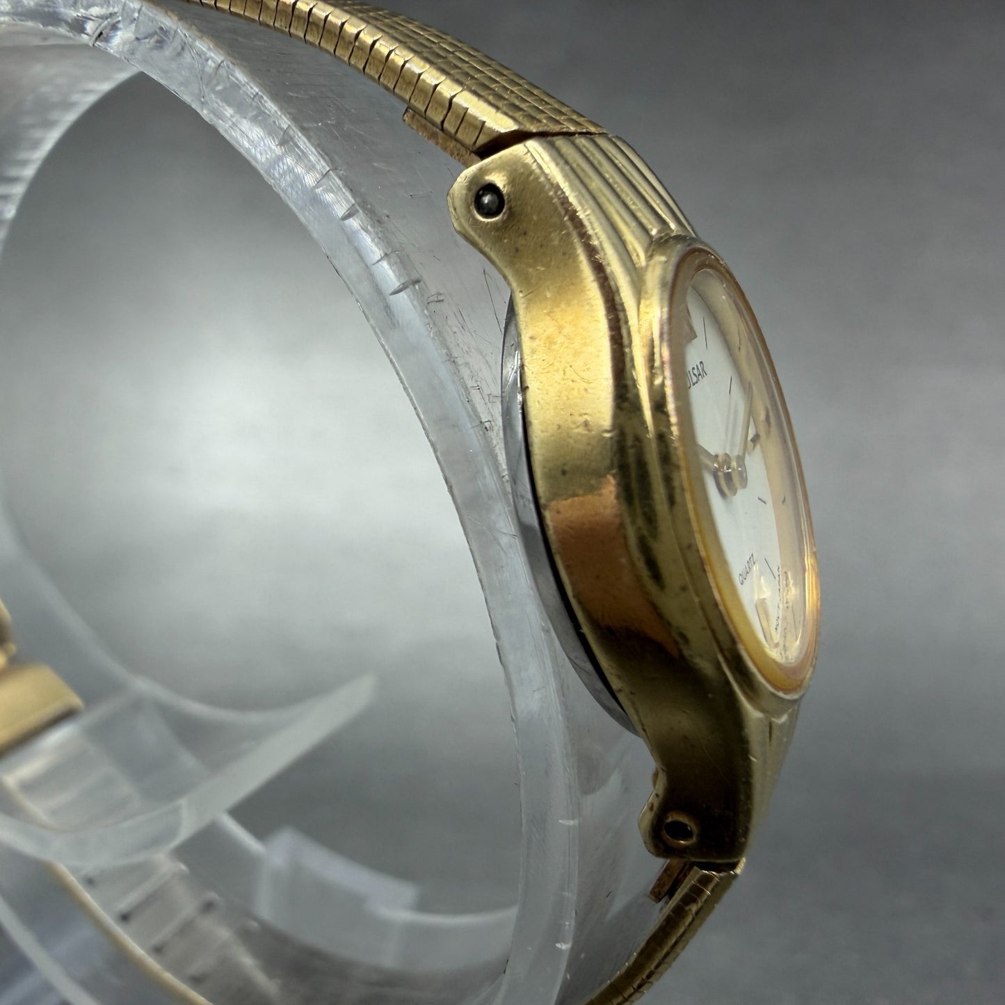 Pulsar Watch Women 15mm Cream Dial Gold Tone Oval V232-6970 New Battery3