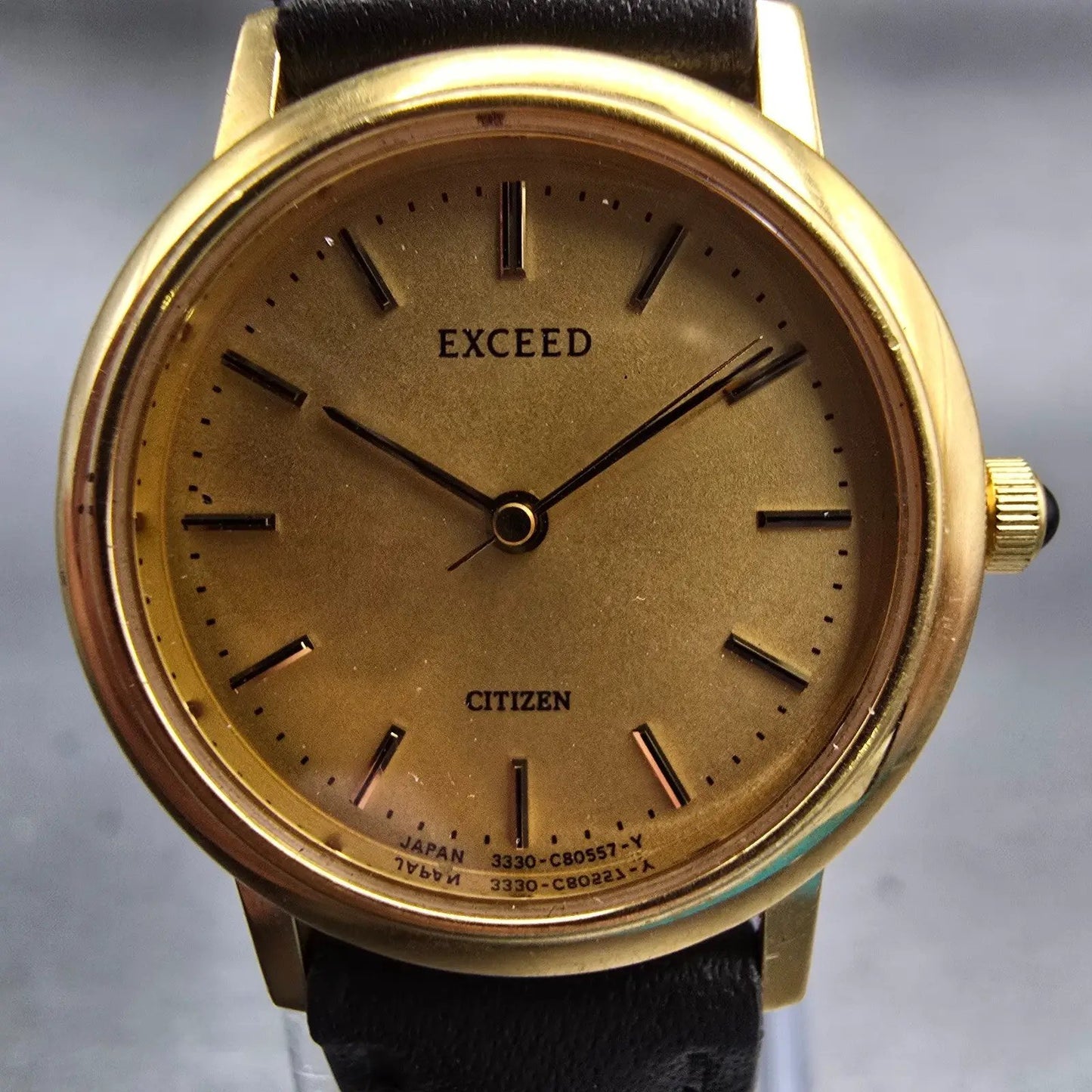 Citizen Exceed Watch Women 21mm Gold Dial Gold Tone Round 3330-C80401 New Batt1
