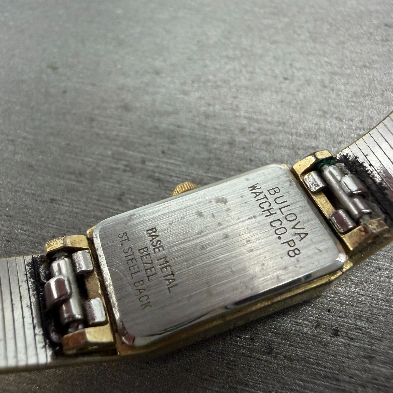 Bulova Tank Watch Women 13mm Champagne Dial Gold Tone Rdctangle 92T75 NewBattery9