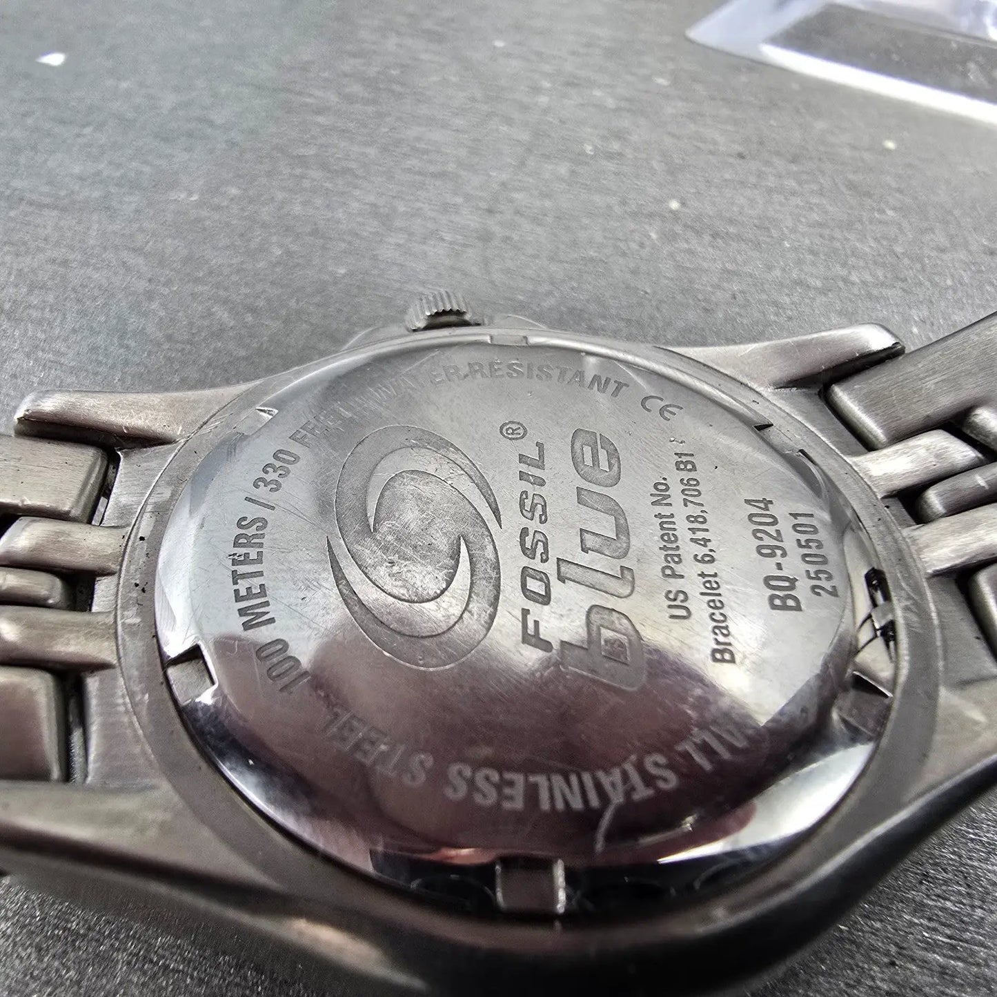 Fossil Dive Watch Men 40mm Green Dial Silver Tone Daydate Round New battery9