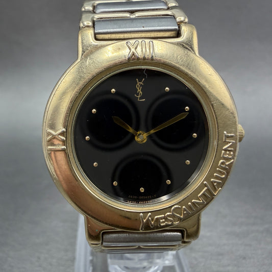 Yves Saint Laurent Watch Women 31mm Black Dial Two Tone Round 4620-E60957 Newbat0