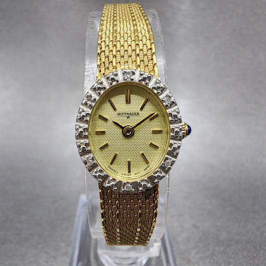 Wittnauer Watch Women 16mm Champagne Dial Gold Tone Diamond Bezel DW2533 98PARTS0