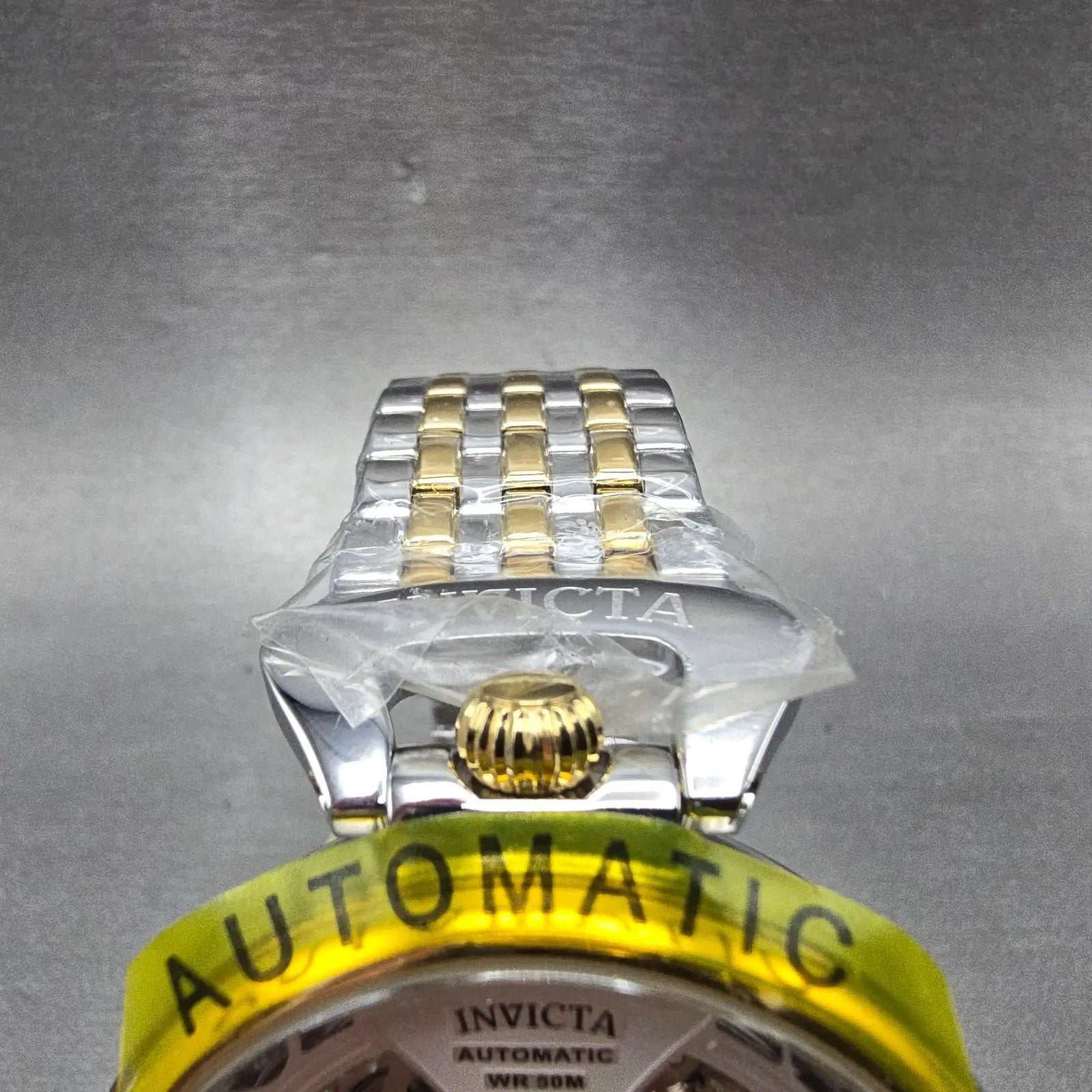 Invicta Objet D'Art Automatic Skeleton Watch Men 46mm Two Tone Dual Time Runs4