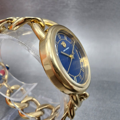Tory Burch Ravello Watch Women 32mm Blue Dial Gold Tone Round TBW72124