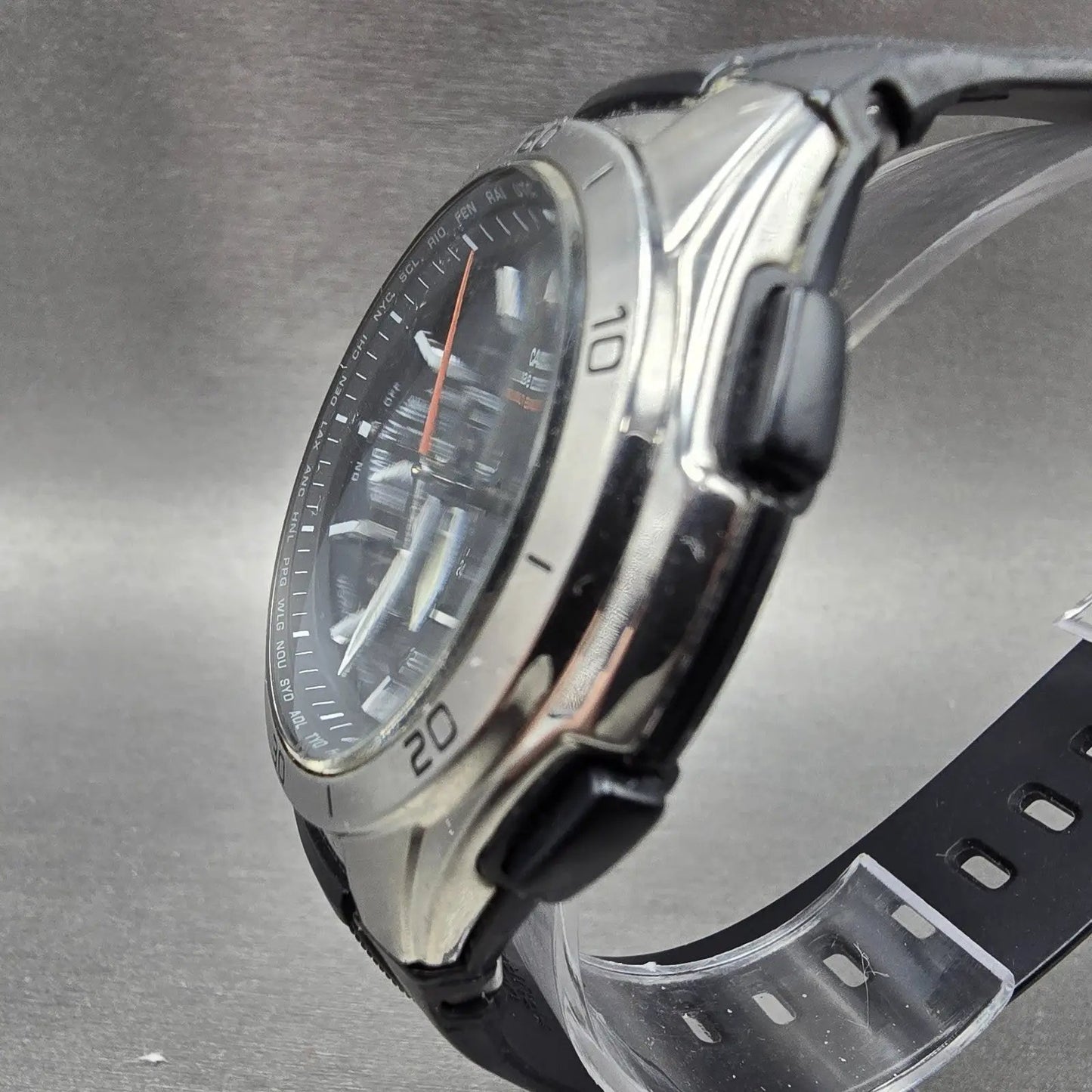 Casio Waveceptor WVQ-M410 Watch Men 43mm Black Dial Silver Tone Date Solar Runs2