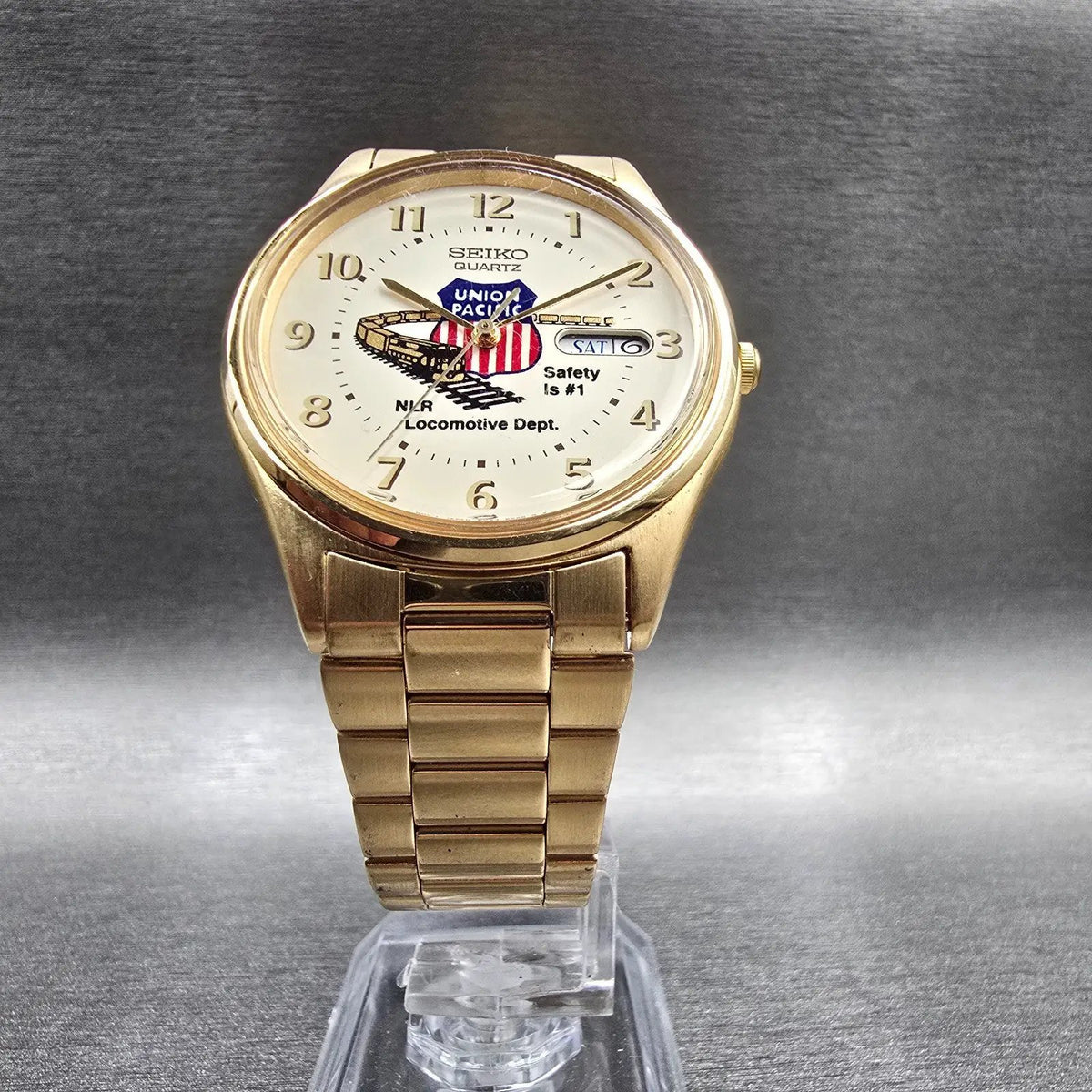 Seiko Union Pacific Watch Men 35mm Ivory Dial Gold Tone 5Y23-8049 New Battery5