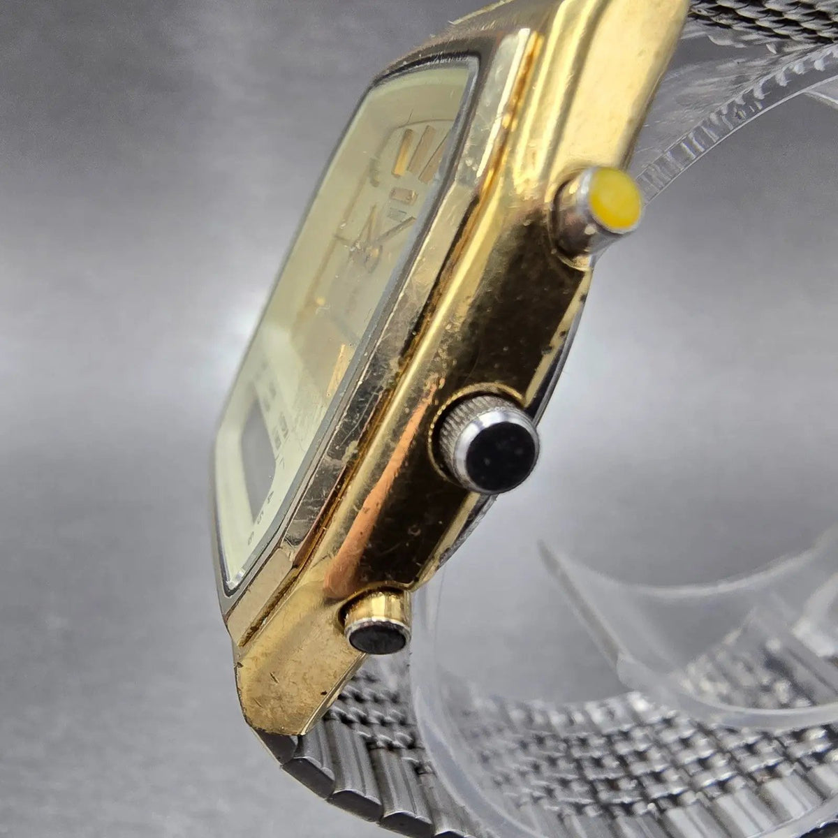Citizen Analog Digital Watch Men 33mm Champagne Dial Gold 4-082184 PARTS VTG3