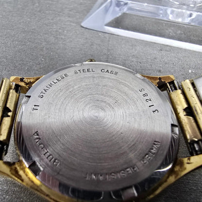 Bulova Railroad Approved Watch Men 36mm White Dial Gold Tone Daydate New Battery9