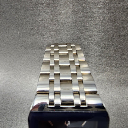 Bulova Quadra Tank Watch Men 31mm Blue Dial Silver Tone Rectangle 96D139 W/Box6