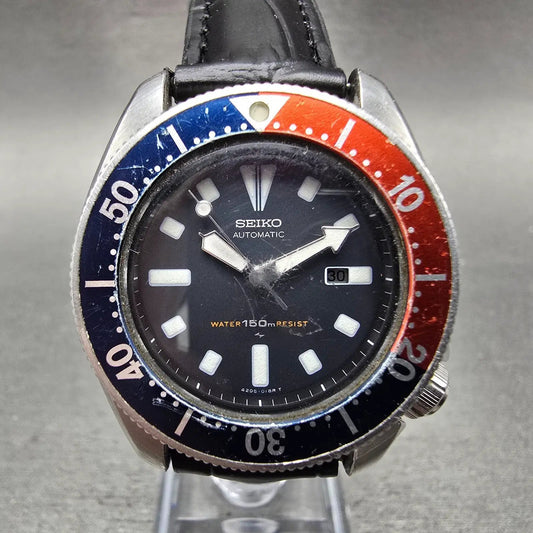 Seiko Pepsi Dive Watch Women 34mm Black Dial Steel Date Automatic 4205-014B Runs0