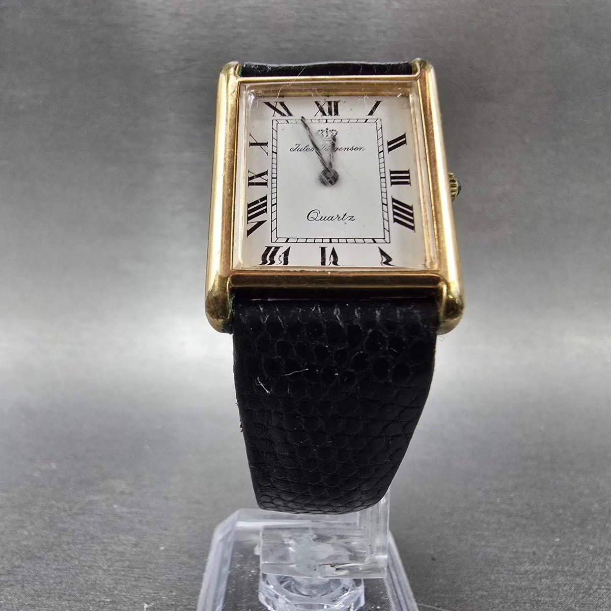 Jules Jurgensen Tank Watch Men 24mm White Dial Gold Tone Rectangle PARTS6