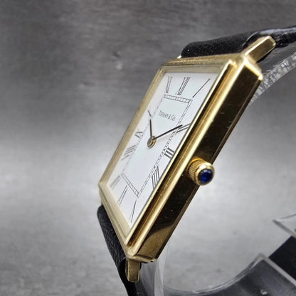Tiffany & Co Watch Men 24mm White Dial 14K Gold Rectangle New Battery2