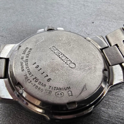 Seiko Watch Men 35mm White Dial Titanium Daydate Round 7N43-7B80 PARTS10