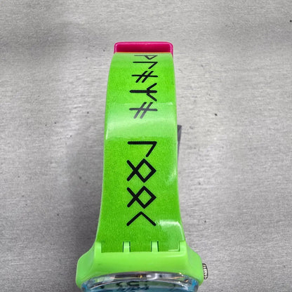 Swatch Playa Look Watch Women Silver Dial Green Case Round GZ215 New Battery4