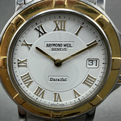 Raymond Weil Parsifal Watch Men 35mm White Dial Two Tone Date Round New Bat 95301