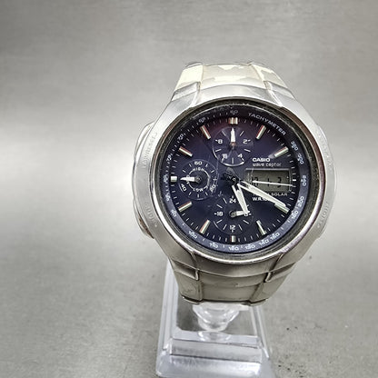 Casio Waveceptor WVA500J Watch Men 43mm Blue Dial Steel Analog Digital Works0
