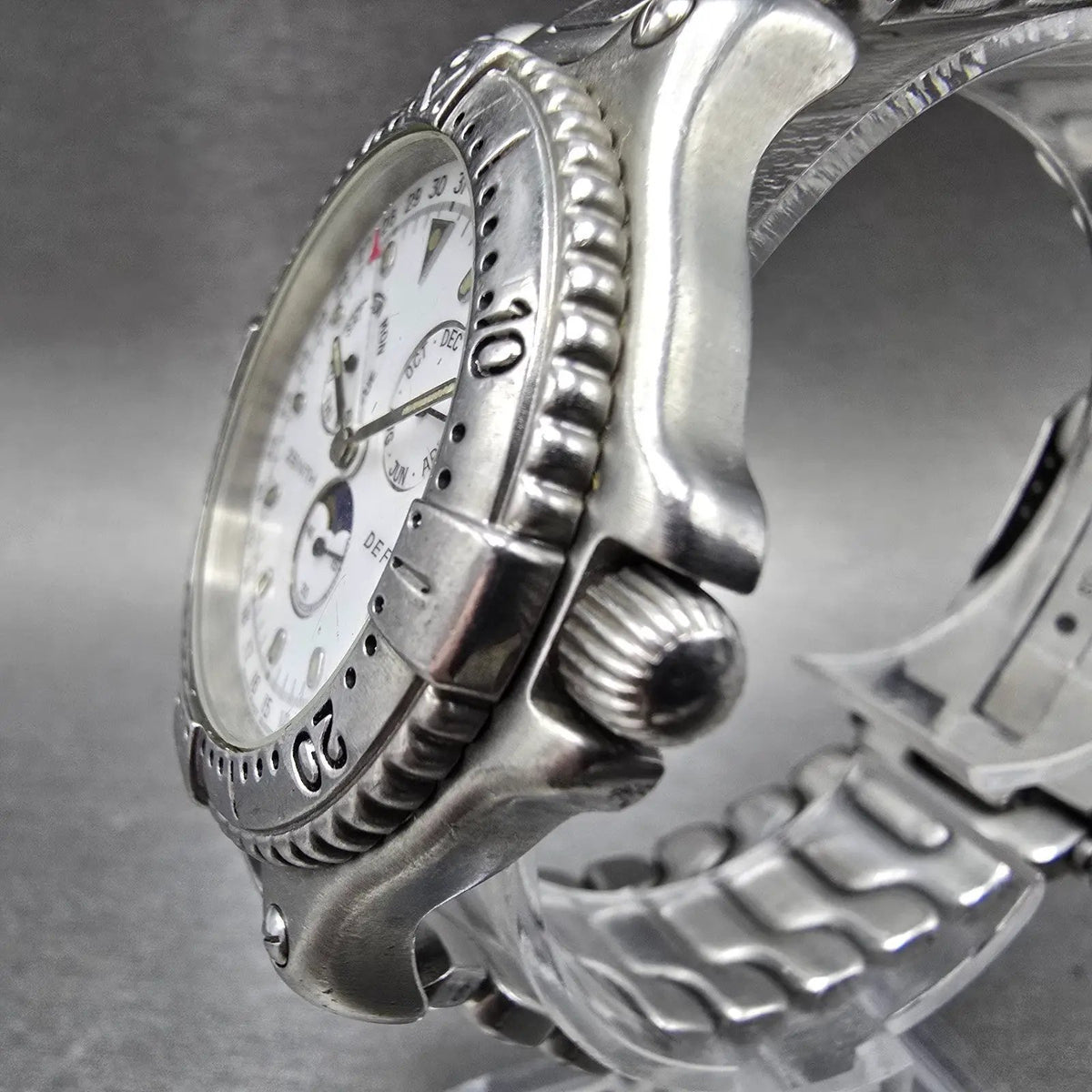 Zenith Defy Triple Calendar Moon phase Watch Men 38mm White Dial Steel New Batt2