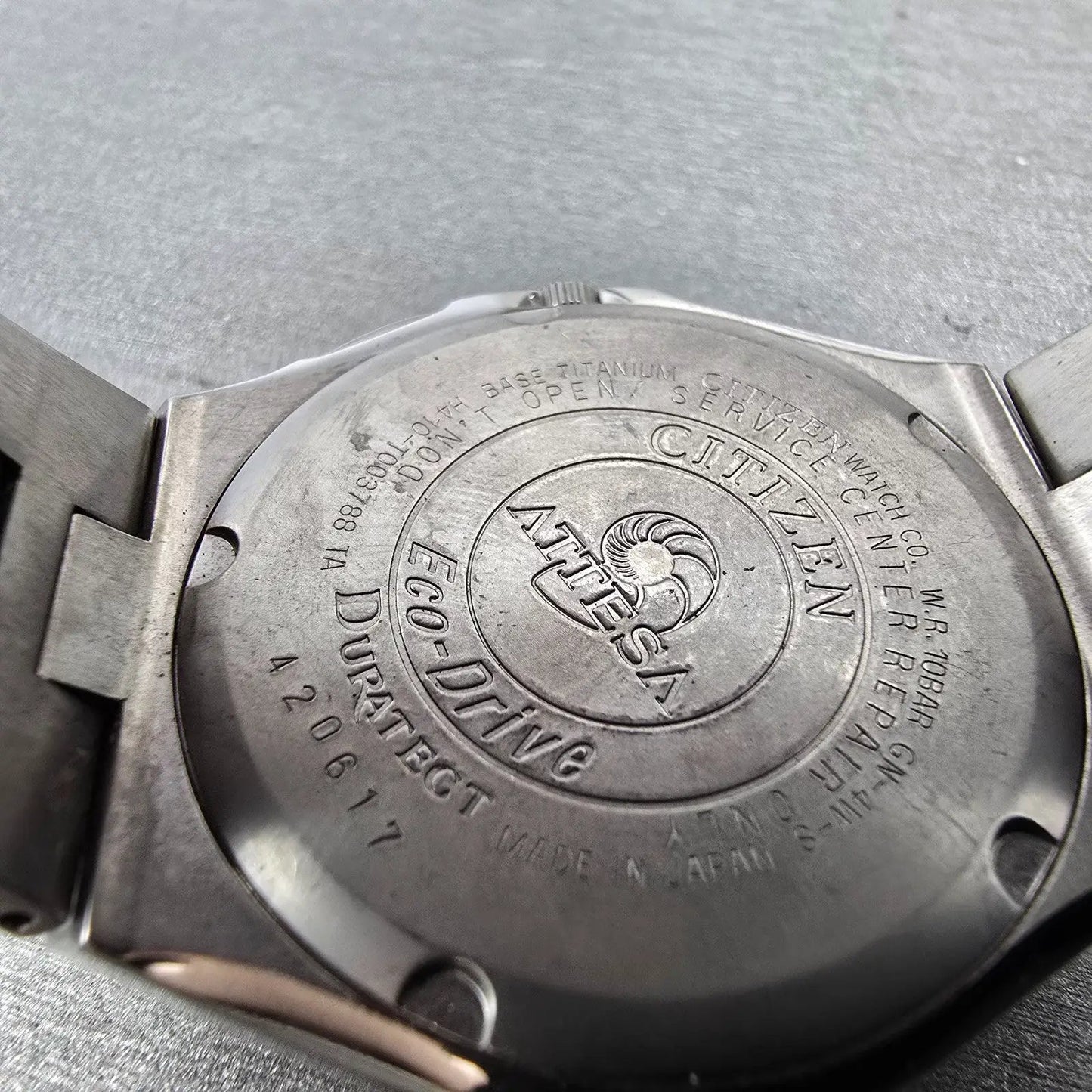 Citizen Eco-Drive Attesa Watch Men 38mm Black Dial Titanium Atomic Date PARTS! K10