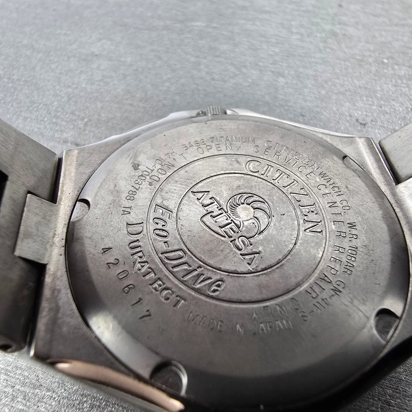 Citizen Eco-Drive Attesa Watch Men 38mm Black Dial Titanium Atomic Date PARTS! K10