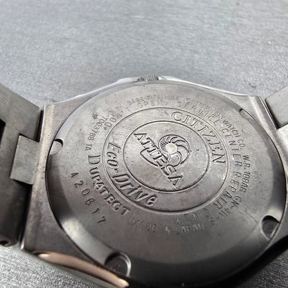 Citizen Eco-Drive Attesa Watch Men 38mm Black Dial Titanium Atomic Date PARTS! K10