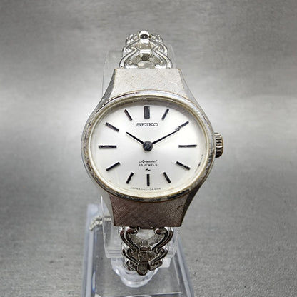 Seiko Special Watch Women 22mm White Dial Gold Plated Manal Wind Oval Runs0
