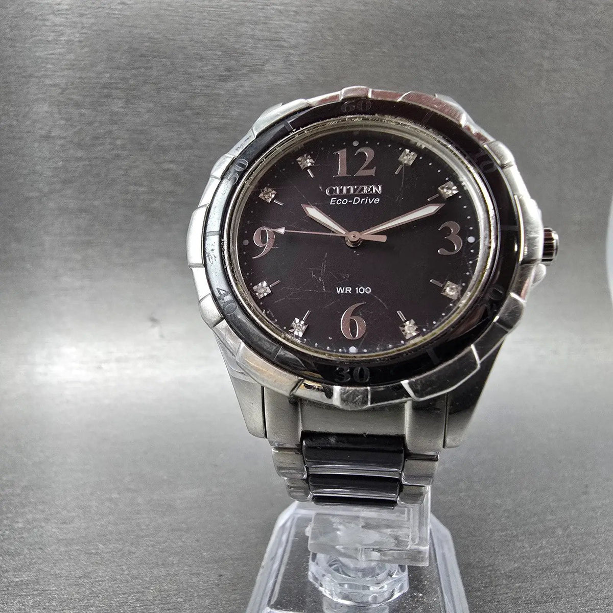Citizen Eco-Drive Watch Women 37mm Black Dial Steel Ceramic Round EM0031-56E5