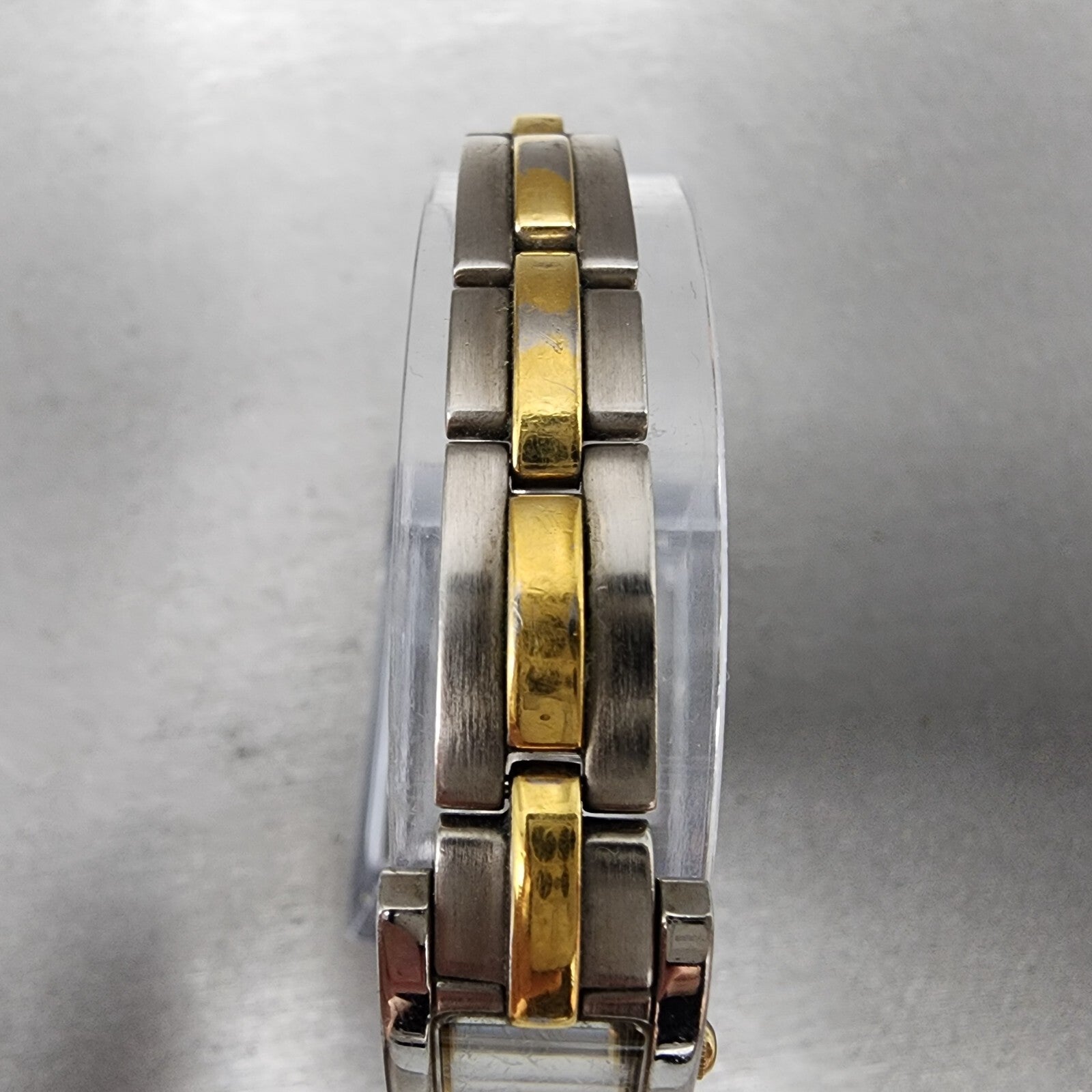 Bulova Tank Watch Women 14mm Silver Dial Two Tone Rectangle 98T60 New Battery5