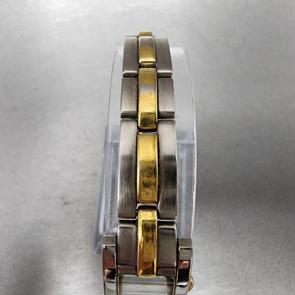 Bulova Tank Watch Women 14mm Silver Dial Two Tone Rectangle 98T60 New Battery5