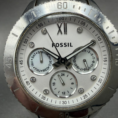 Fossil Stella Watch Women 38mm MOP Dial Steel Daydate ES3098 Round New battery1
