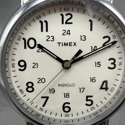 Timex Weekender Watch Men 40mm White Dial Silver Tone TW2T21600 New Battery1