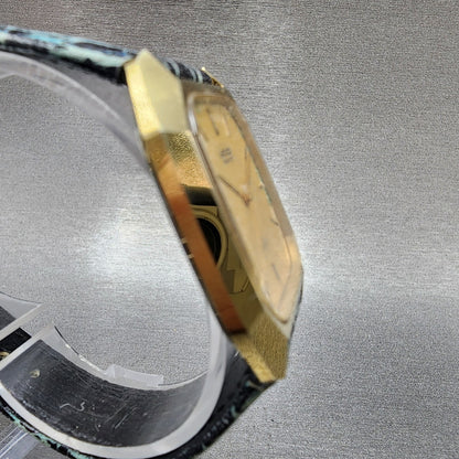 Seiko Dolce Tank Watch Men 30mm Gold Dial Gold Tone Rectangle 59315300 New Batt3