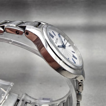 Bulova Watch Women 28mm White Dial Silver Tone Round 96L215 New Battery3