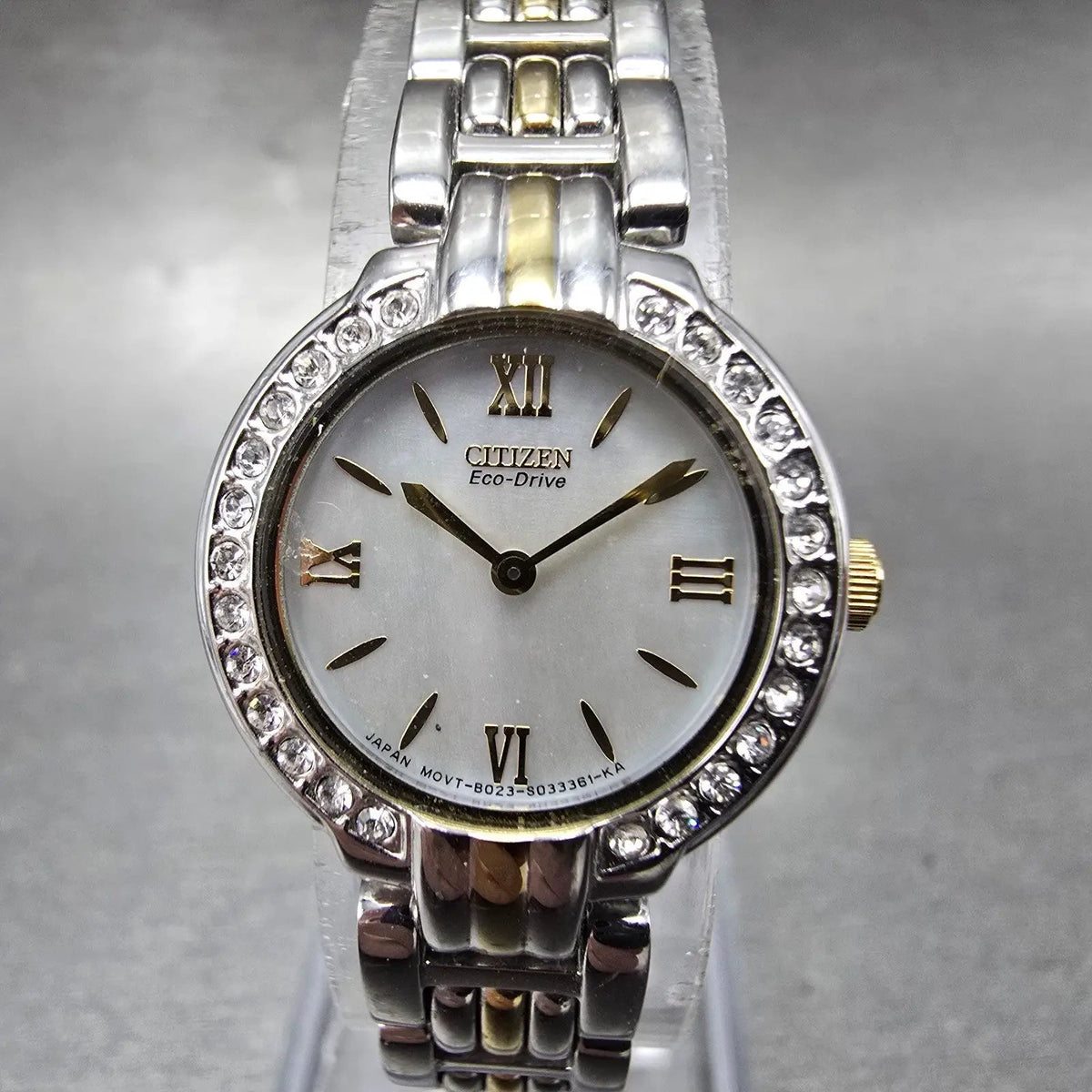 Citizen Eco-Drive Watch Women 21mm MOP Dial Two Tone Gemmed B023-S019249 Works0